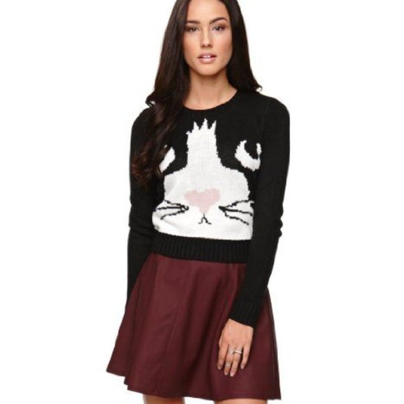 La Hearts Sweaters - LA HEARTS CAT SWEATER SIZE MEDIUM
